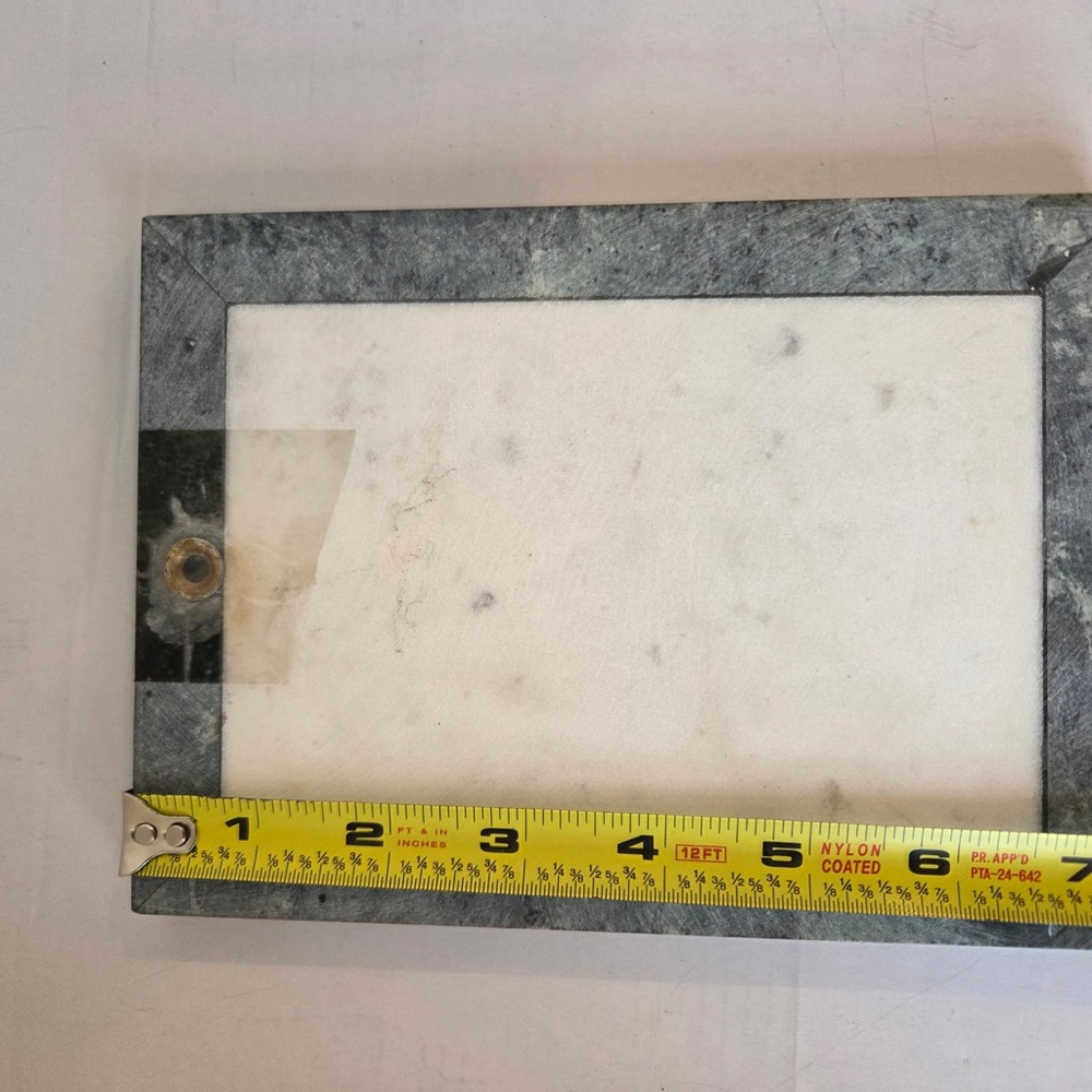 Vintage Russian Fall Scene Mineral Stone Painting in Marble Frame Art - Picture 9 of 10